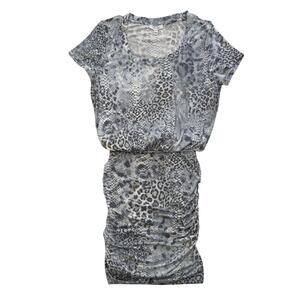 Skinnygirl Snake Print Ruched Fitted Dress - Womens Small - White / Grey - NWOT